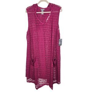 Catherines Cover Up Beach Dress Cover Up Swimwear Knit Dress 2X Pink NEW